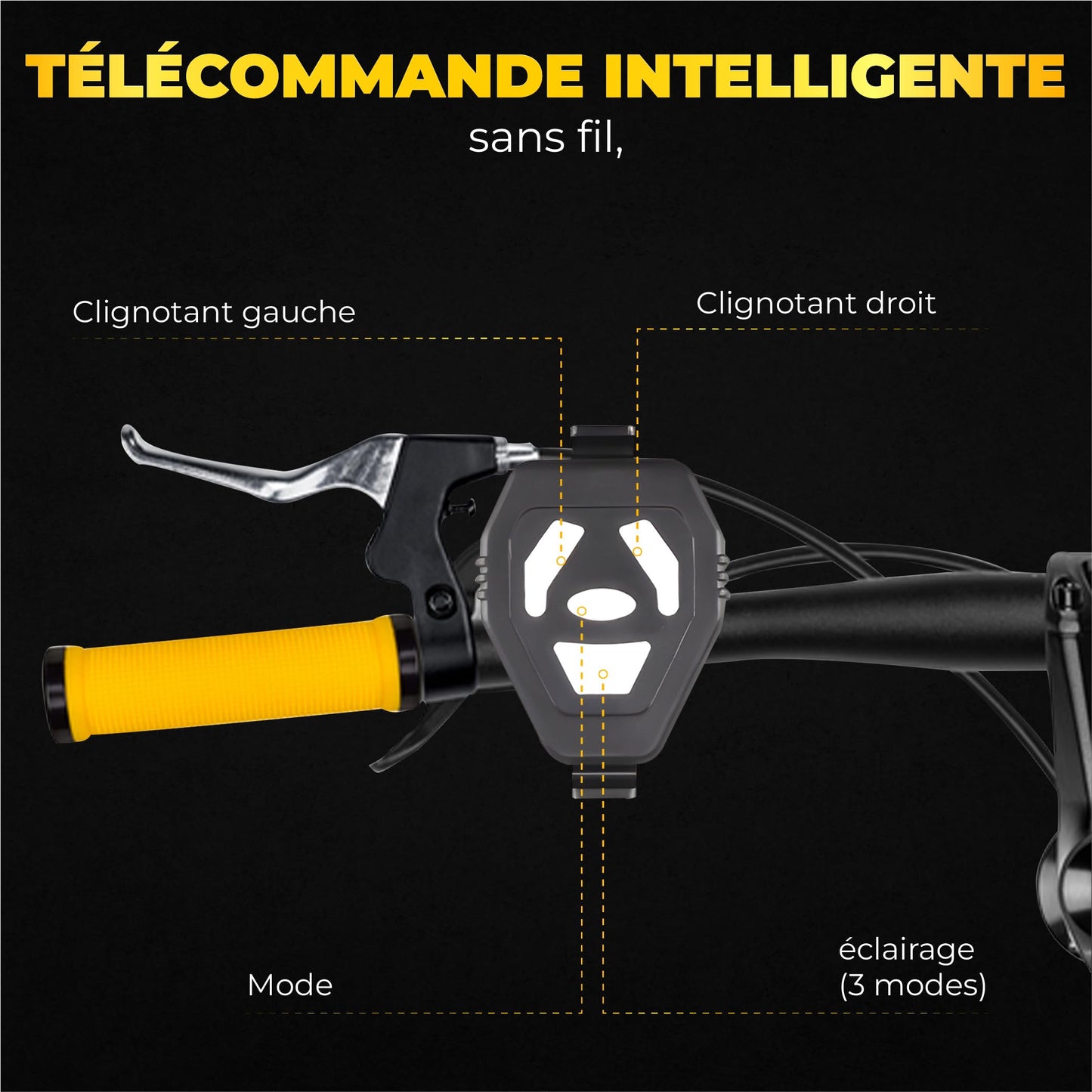 OWLZEN lumière avant et arrière avec clignotants pour vélo et trottinette - Accessoires et fixation universelle arrière pour trottinette compris, télécommande sans fil, lampe LED rechargeable par USB